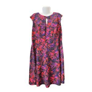 Dia & Co Sabrina Collective Women's Black Floral Knit Fit & Flare Dress Size 20W